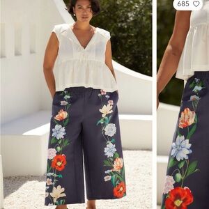 Anthropologie somerset plus size Navy Floral Wide Leg Pants